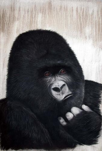  Gorilla ape monkey Thierry Bisch Contemporary painter animals painting art decoration nature biodiversity conservation